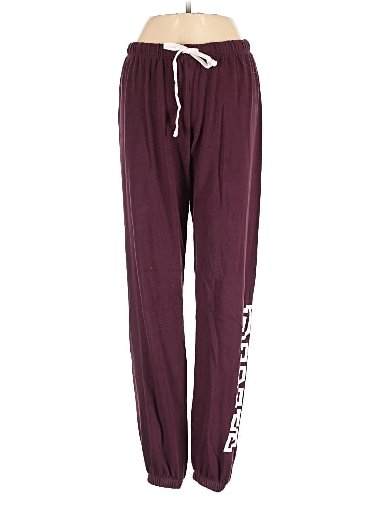 Pre-owned Victoria's Secret Pink Track Pants In Burgundy