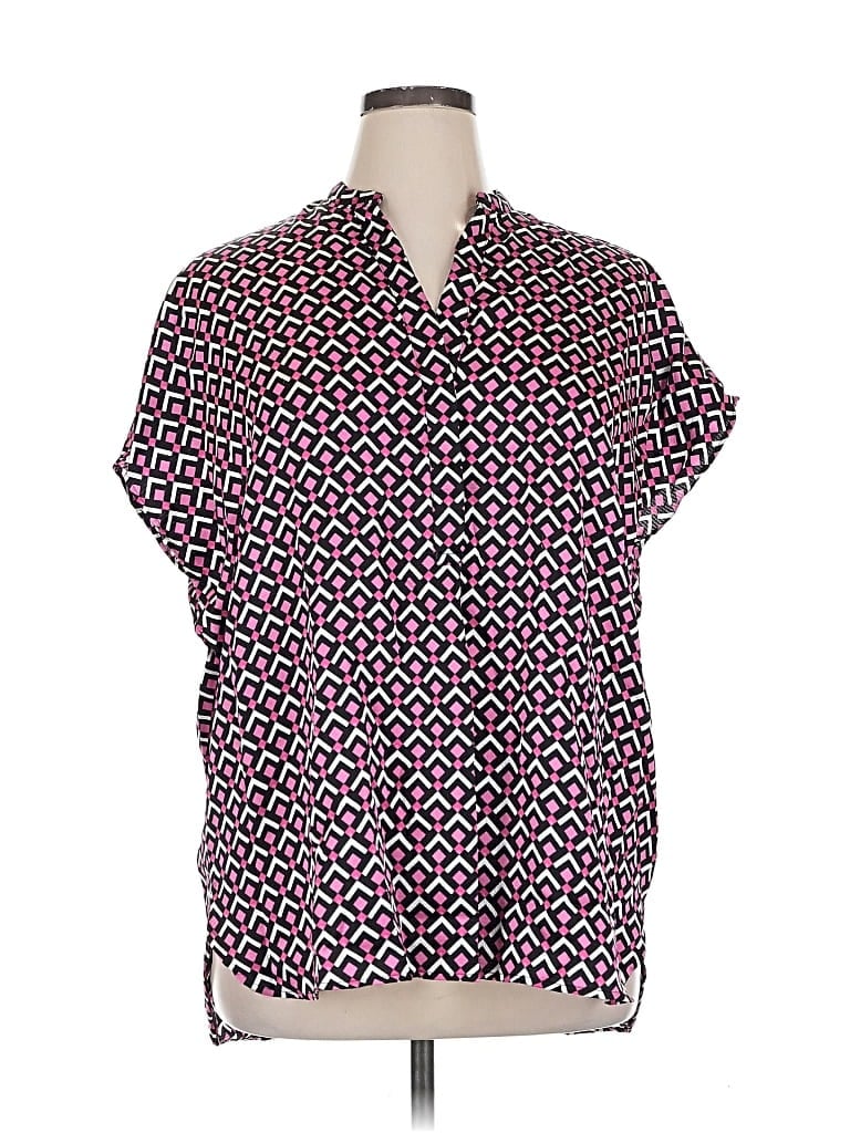 Pre-owned Lane Bryant Short Sleeve Blouse In Pink