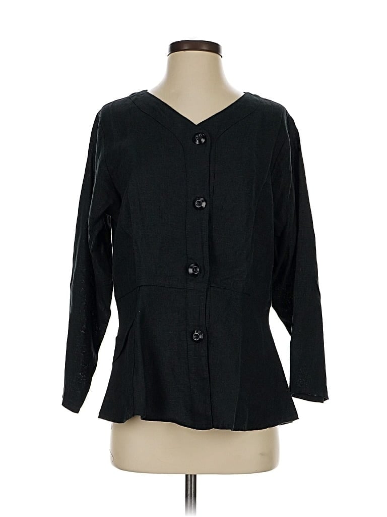 Pre-owned Flax 3/4 Sleeve Blouse In Black