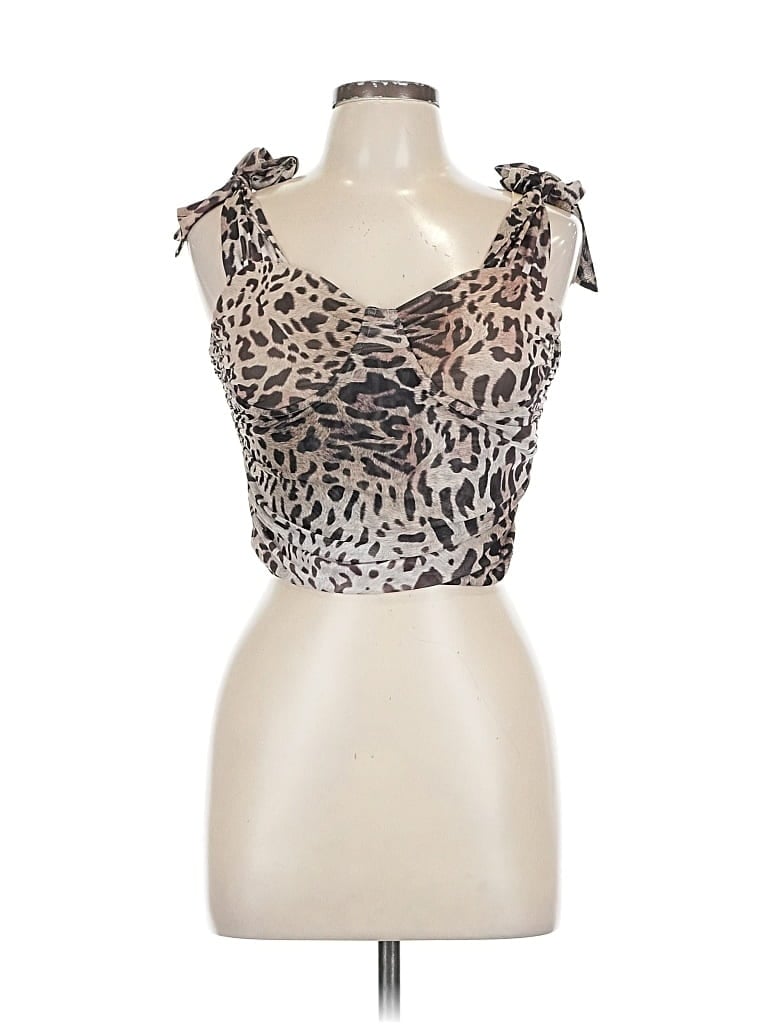 Pre-owned Guess Tank Top Brown Strapless Neckline Tops