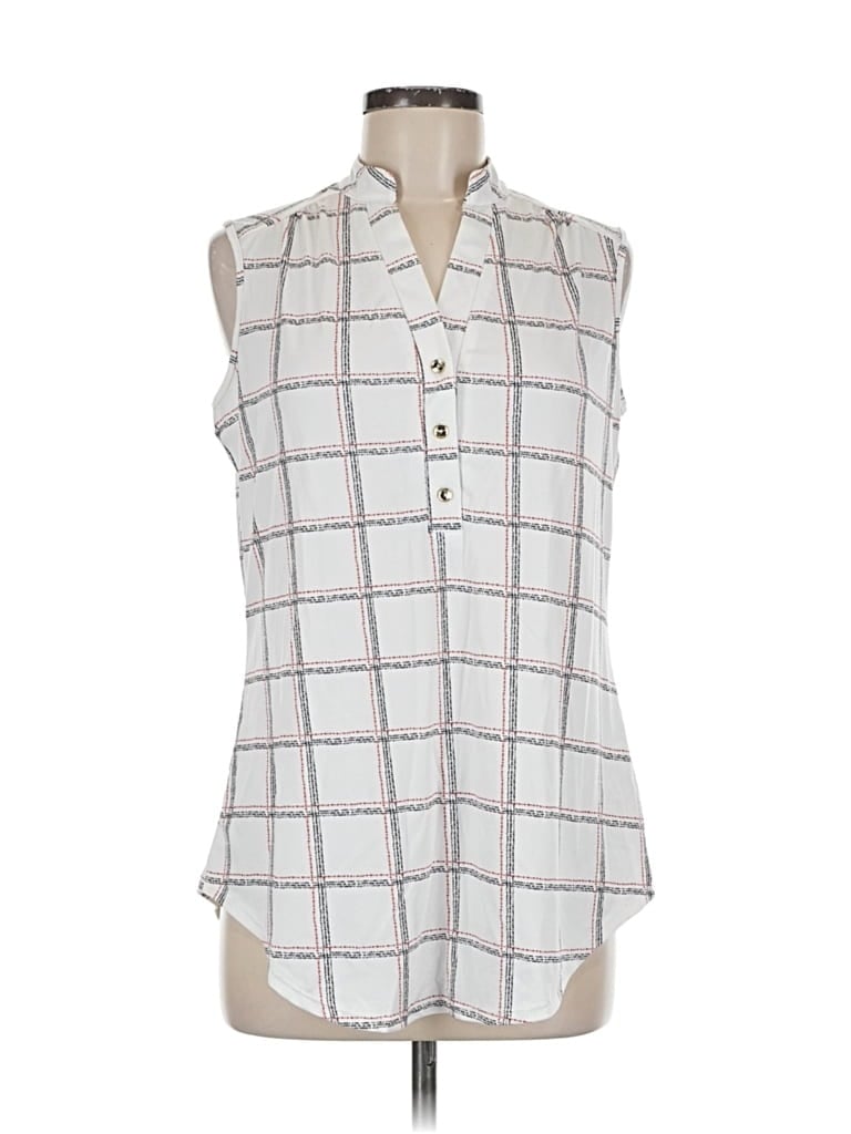 Pre-owned Perseption Concept Sleeveless Blouse In White