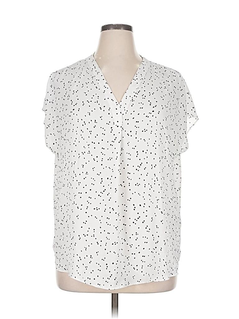 Pre-owned Carolina Belle Short Sleeve Blouse In White