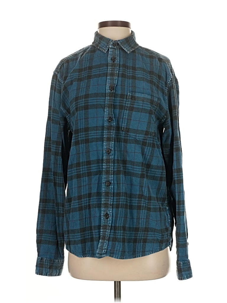 Pre-owned Urban Outfitters Long Sleeve Button Down Shirt In Blue