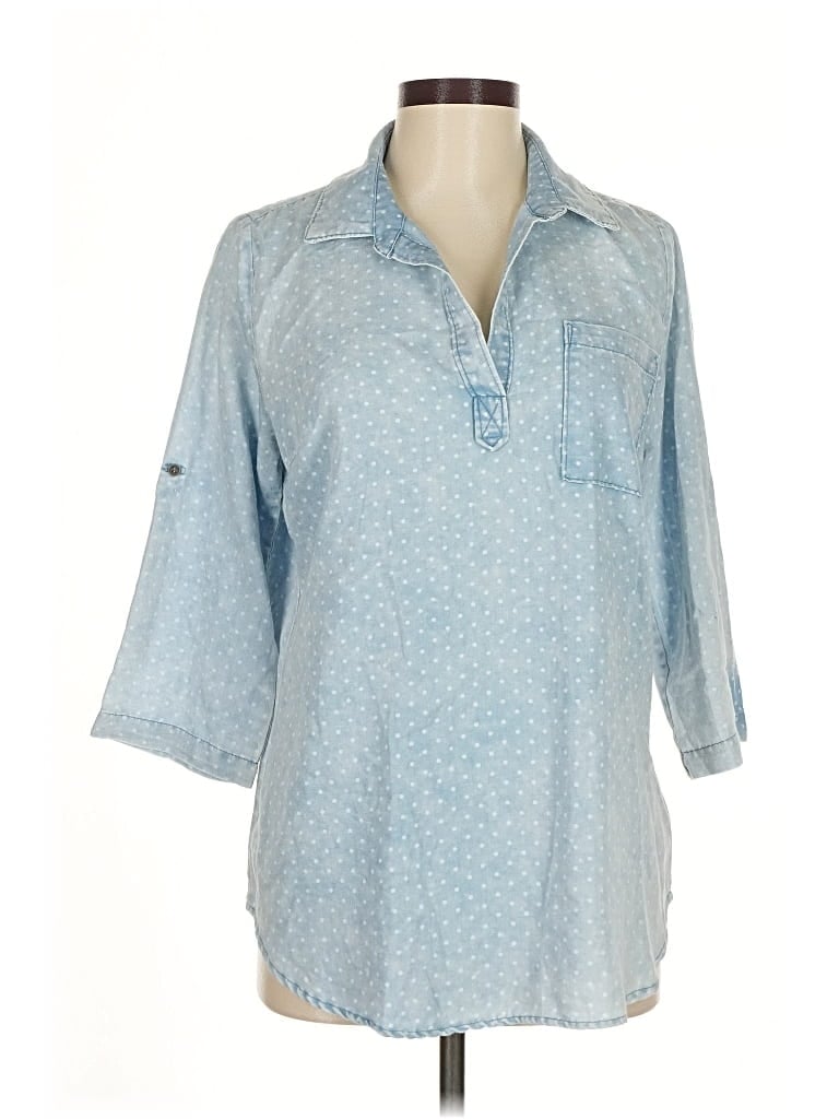 Pre-owned Skies Are Blue 3/4 Sleeve Button Down Shirt In Blue