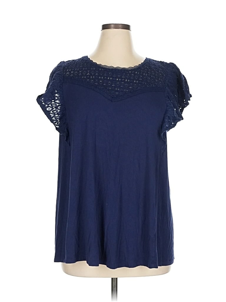 Pre-owned Torrid Short Sleeve Top Blue Keyhole Neckline Tops