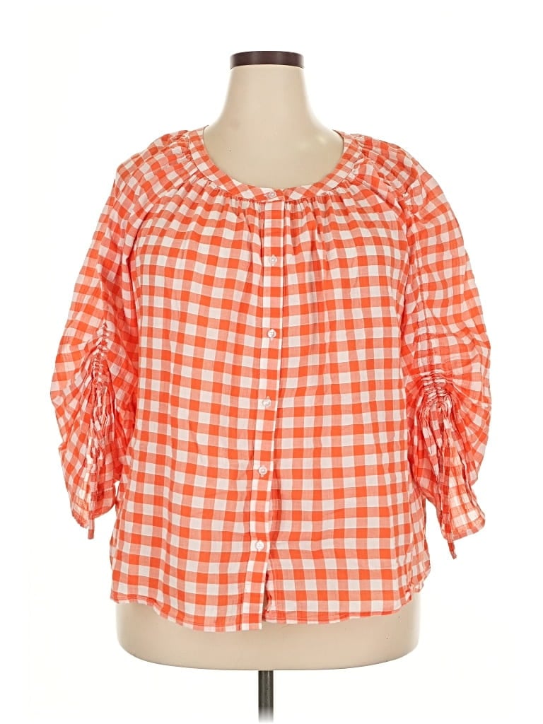 Pre-owned Cato 3/4 Sleeve Blouse In Orange