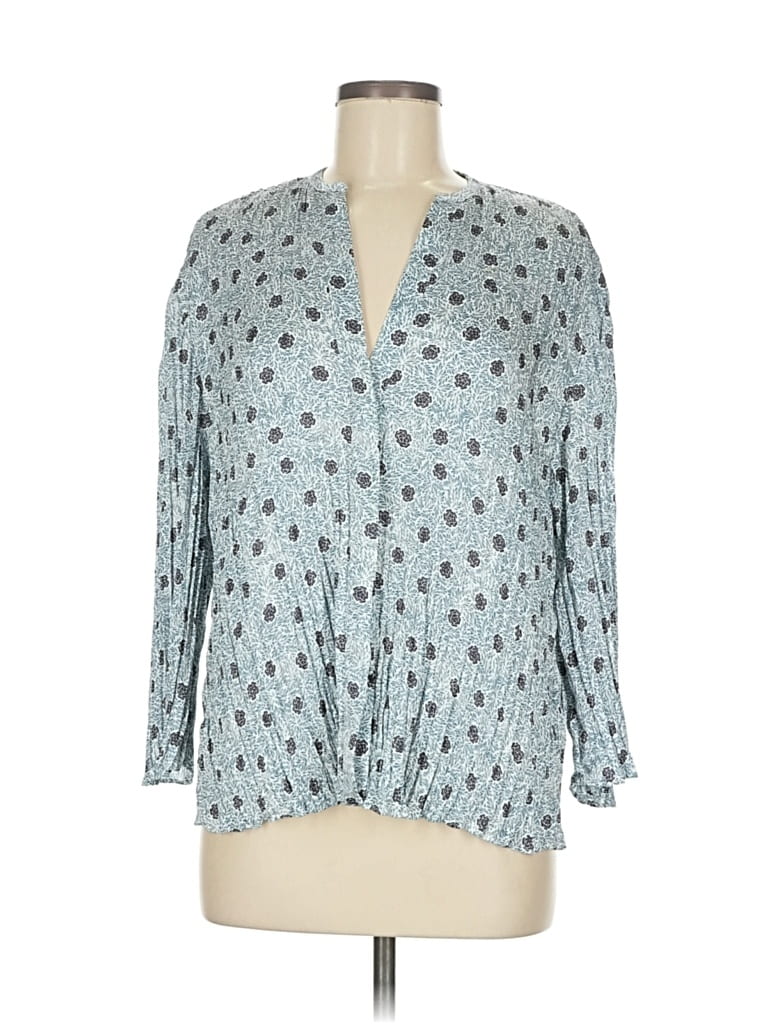 Pre-owned Vince 3/4 Sleeve Blouse In Blue