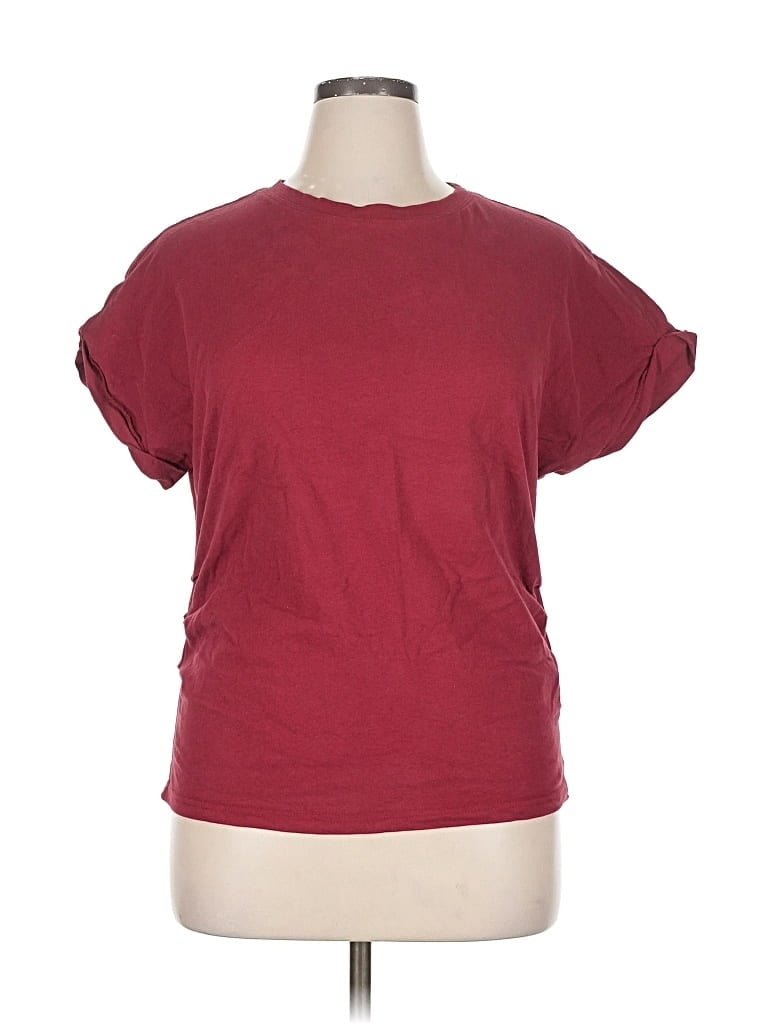 Pre-owned Unbranded Short Sleeve T-shirt In Burgundy