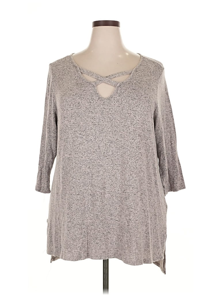 Pre-owned Kim & Cami 3/4 Sleeve T-shirt In Gray