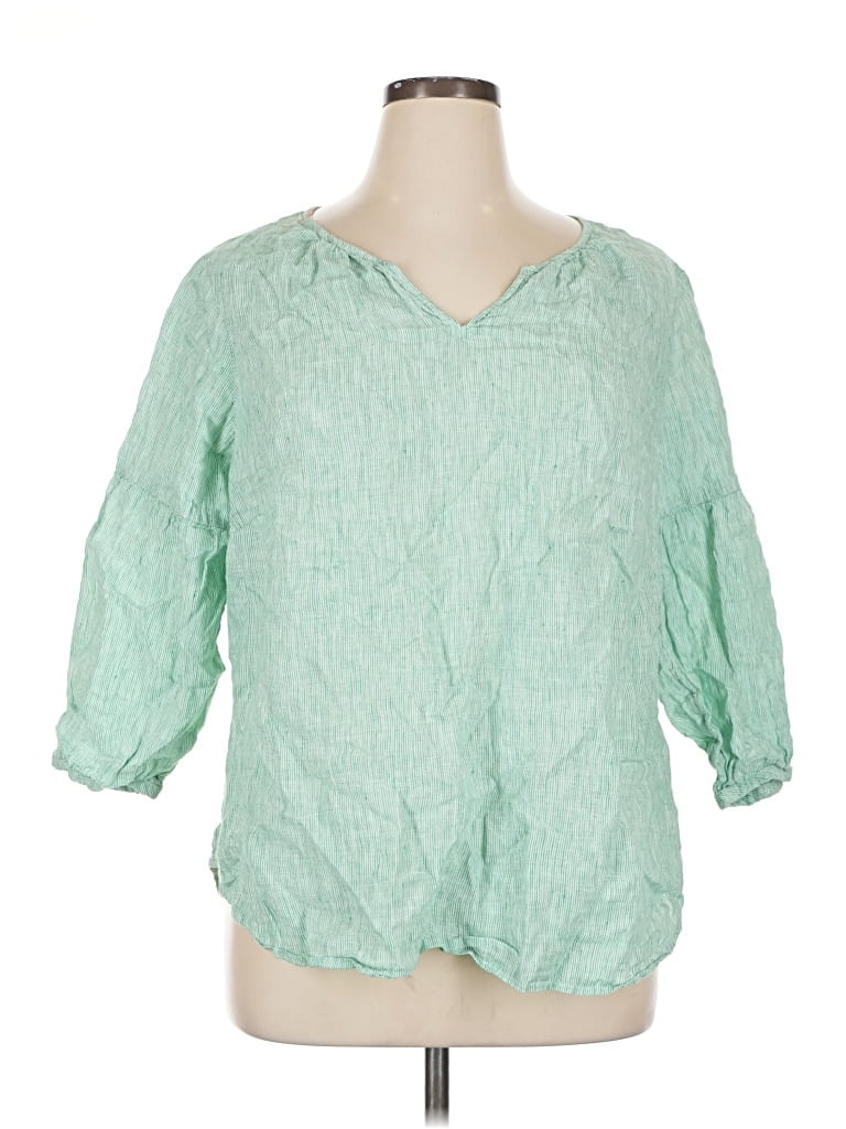 Pre-owned Talbots 3/4 Sleeve Blouse In Green