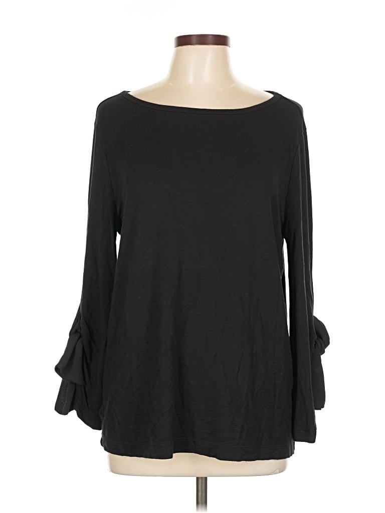 Pre-owned Ann Taylor Factory Long Sleeve Top Black Boatneck Tops