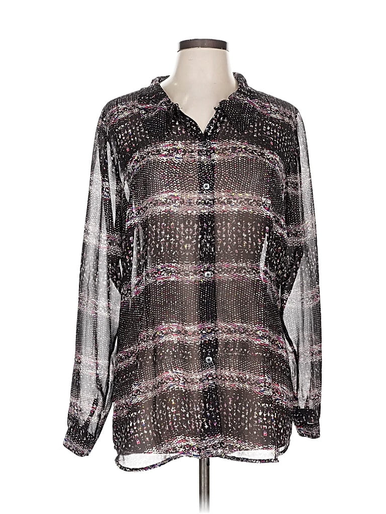 Pre-owned Cabi Long Sleeve Blouse In Black