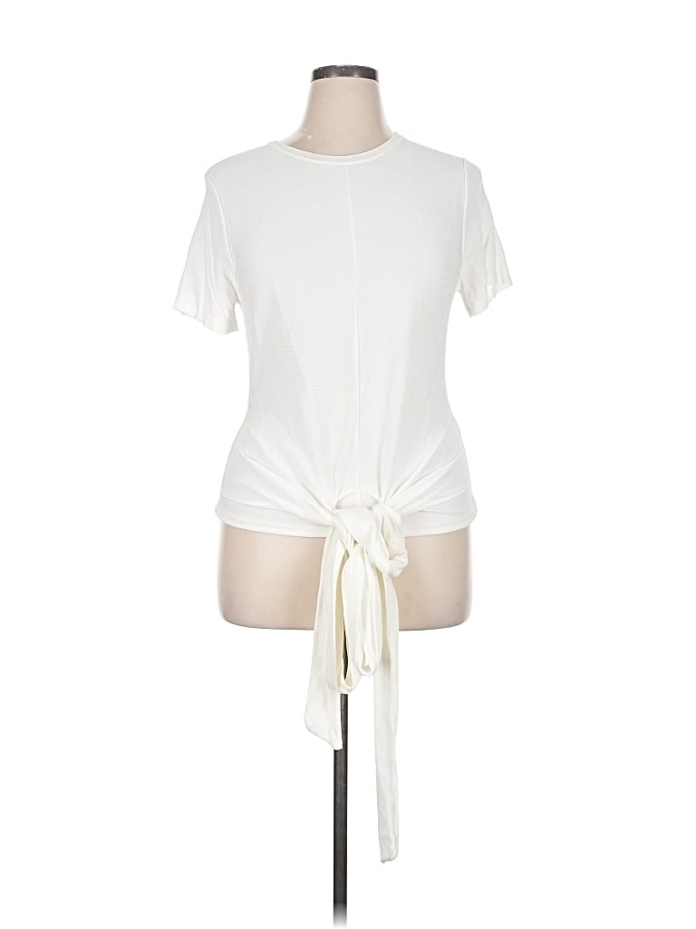 Pre-owned Modern Citizen Short Sleeve Top White Keyhole Neckline Tops