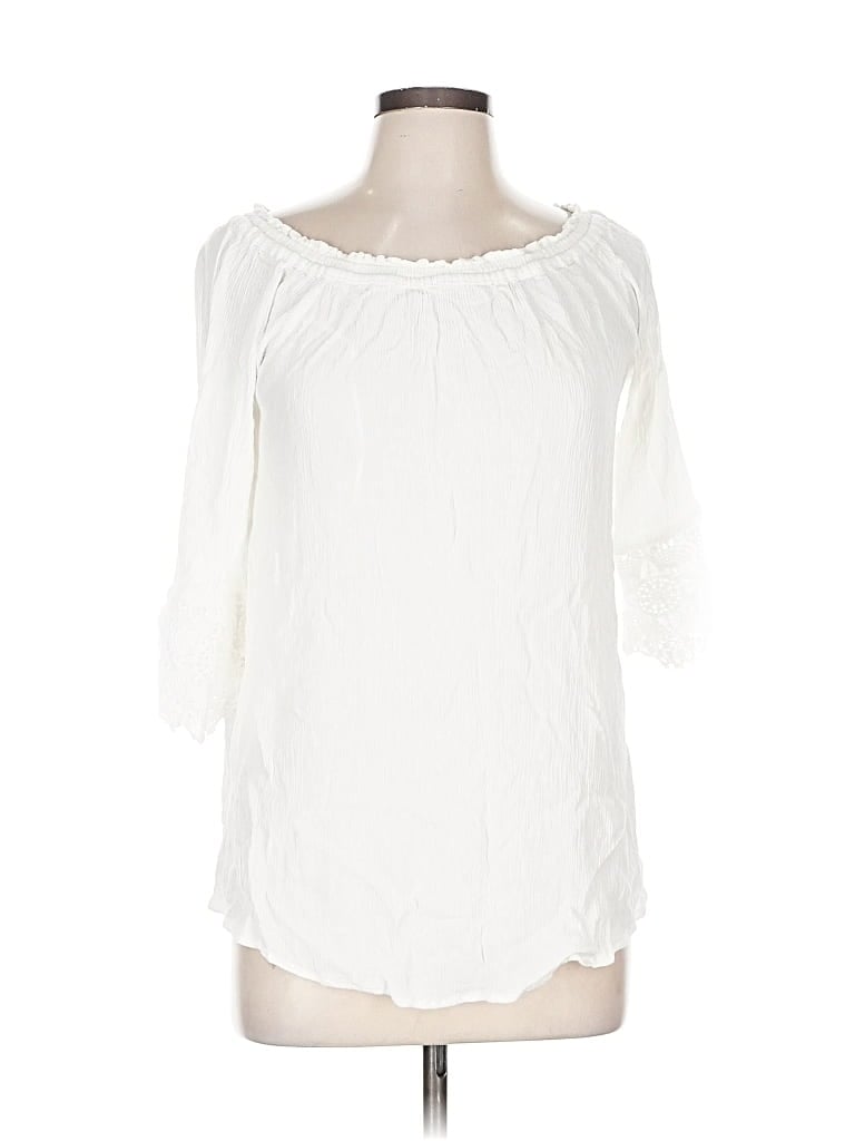 Pre-owned Chelsea & Theodore 3/4 Sleeve Blouse In White