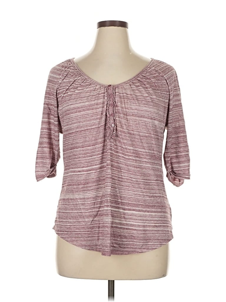 Pre-owned A.n.a. A New Approach 3/4 Sleeve Top Burgundy Scoop Neck Tops