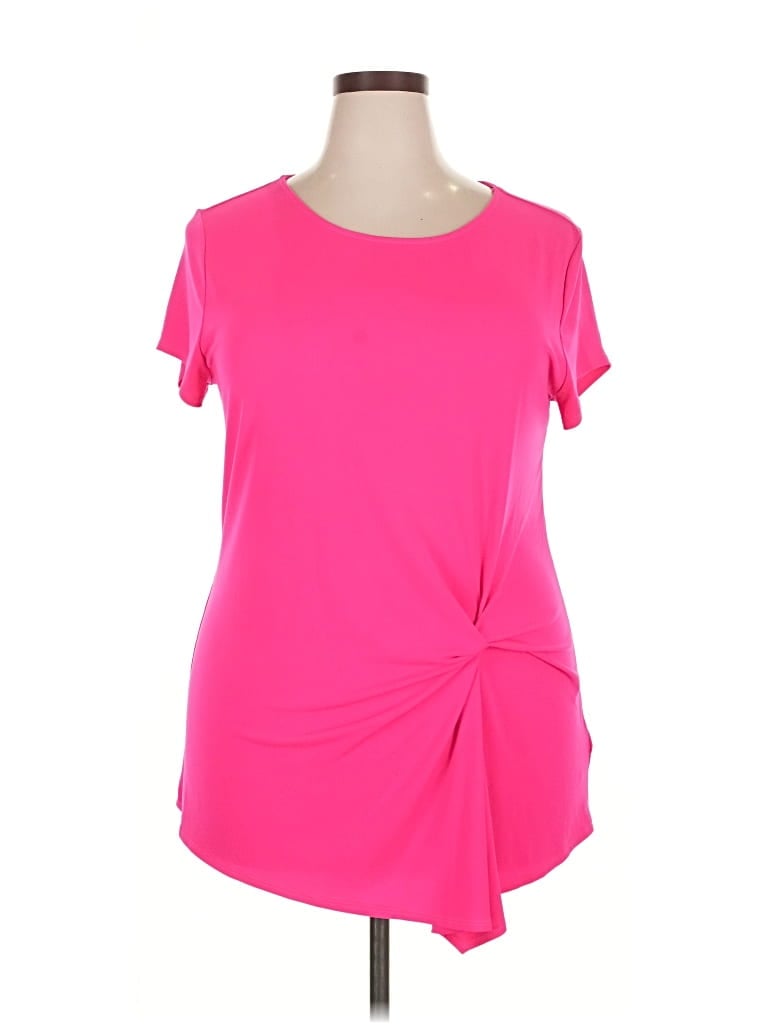 Pre-owned Inc International Concepts Short Sleeve Top Pink Keyhole Neckline Tops