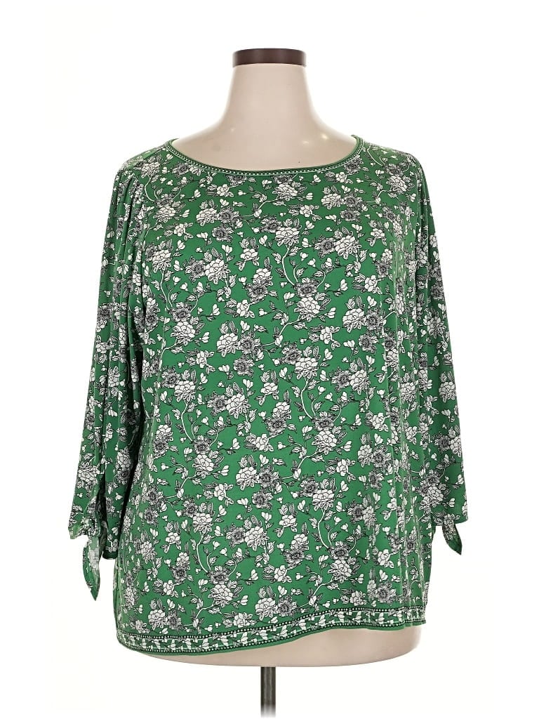 Pre-owned Max Studio 3/4 Sleeve T-shirt In Green