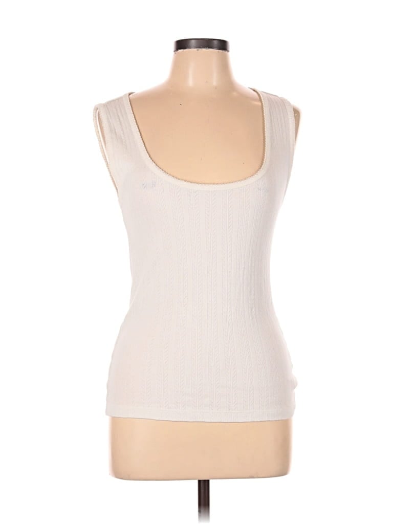 Pre-owned Ann Taylor Loft Sleeveless T-shirt In White