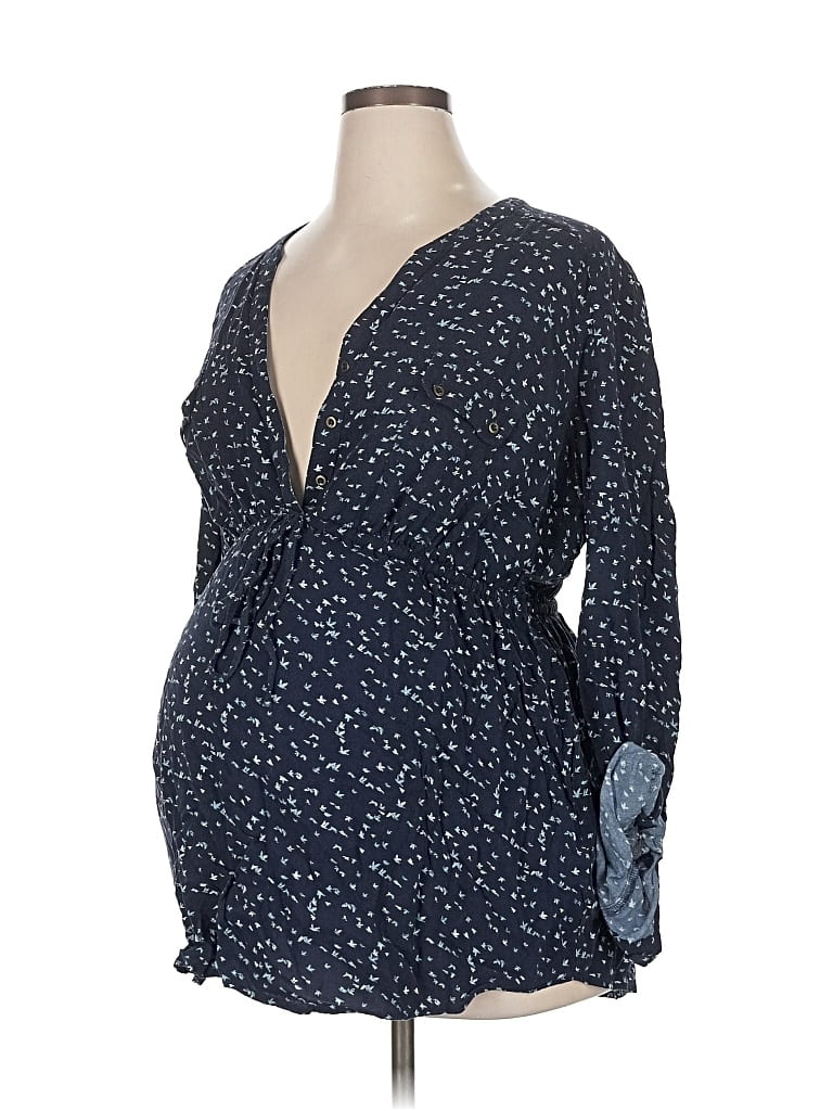 Pre-owned Motherhood Long Sleeve Blouse In Blue
