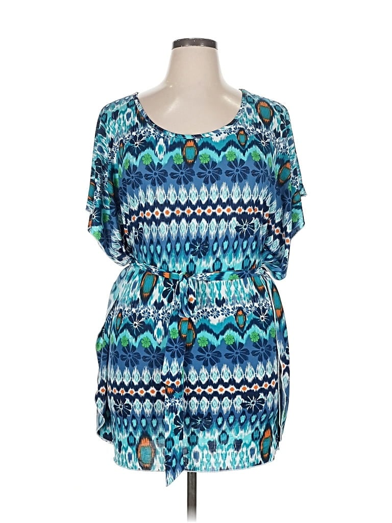 Pre-owned Jordan Taylor Short Sleeve Blouse In Blue