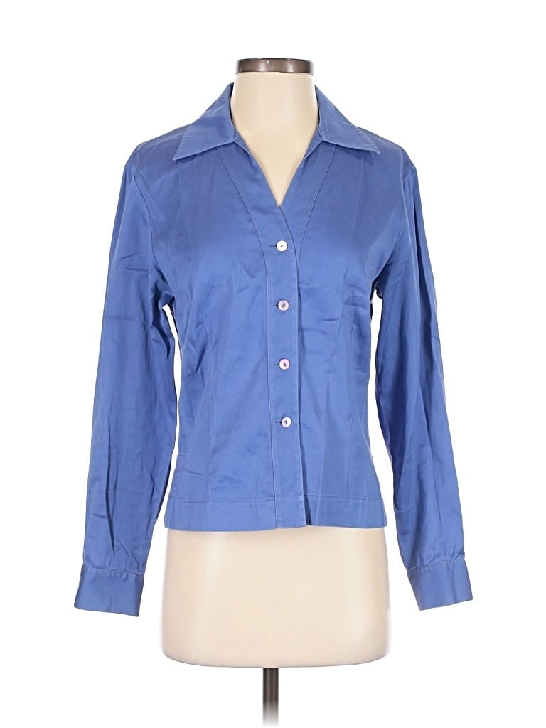 Pre-owned Talbots 3/4 Sleeve Button Down Shirt In Blue