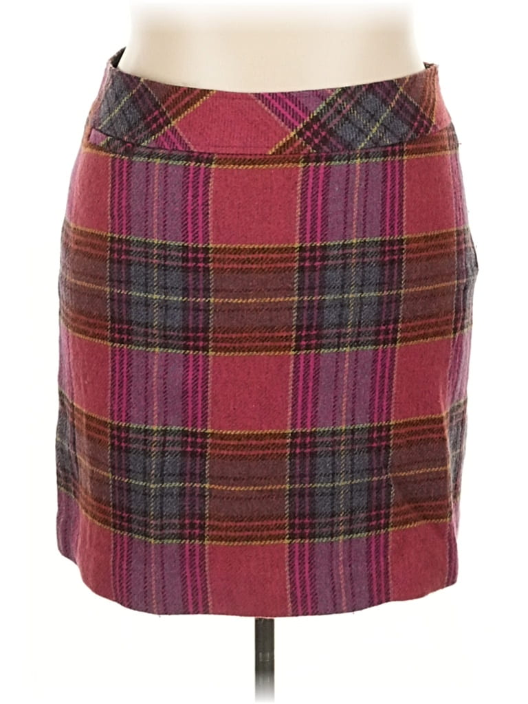 Pre-owned L.l.bean Wool Skirt In Burgundy