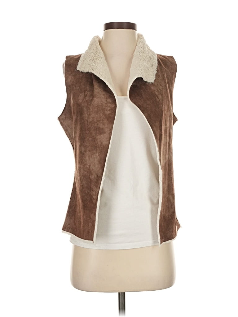 Pre-owned Lost April Faux Fur Vest In Brown