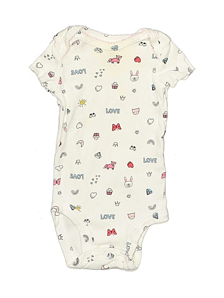 Pre-owned Carter's Babies' Short Sleeve Onesie In White