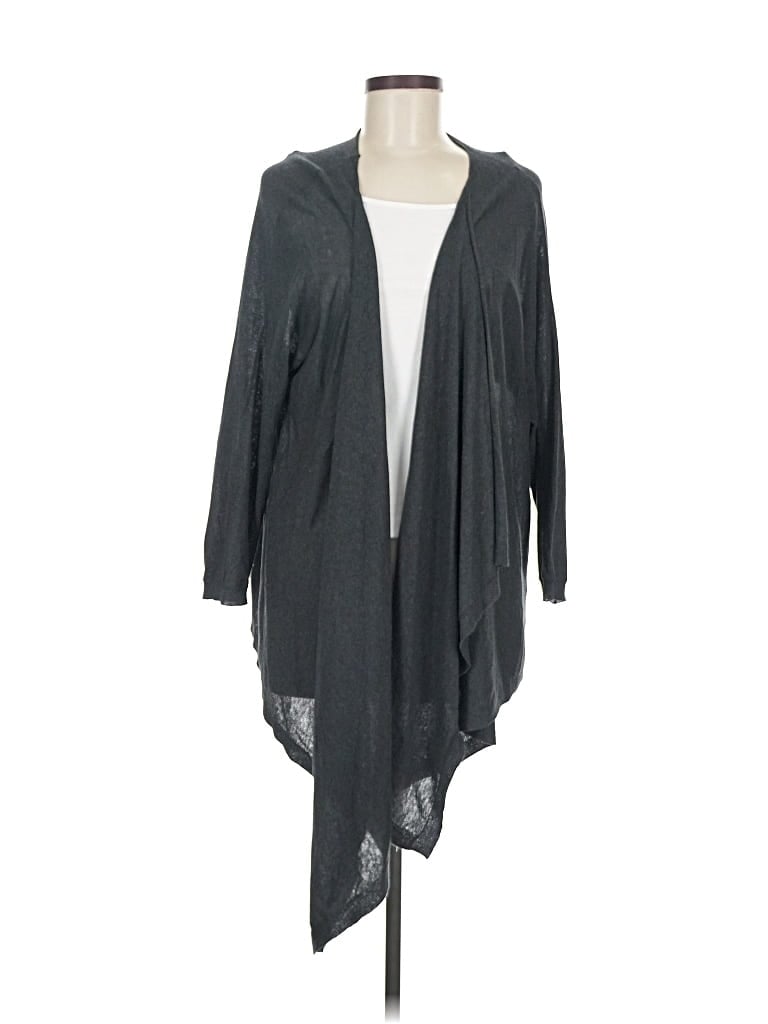 Pre-owned Donna Karan Silk Cardigan Sweater In Gray