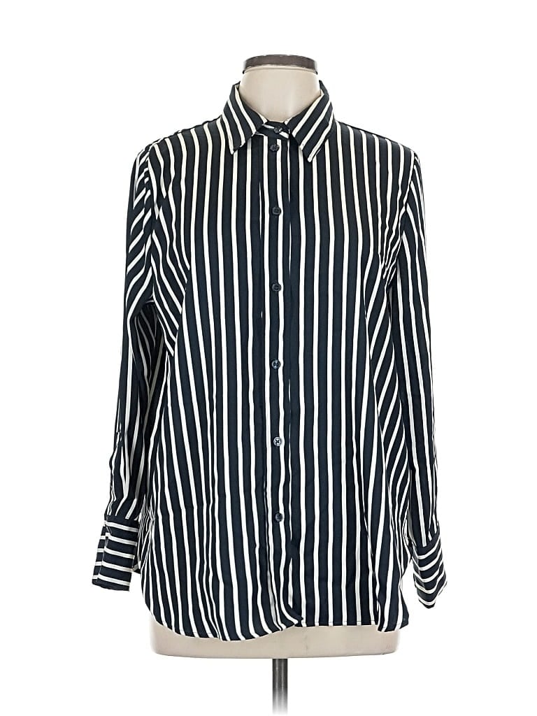 Pre-owned H&m Long Sleeve Blouse In Blue