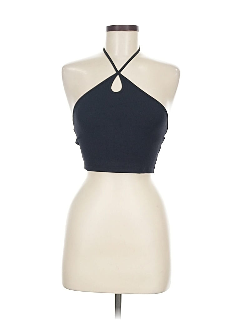 Pre-owned Zara Tank Top Blue Halter Neckline Tops