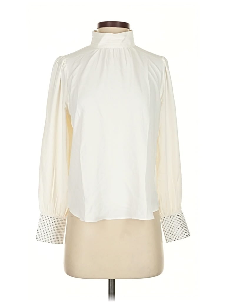 Pre-owned Ann Taylor Long Sleeve Blouse In White