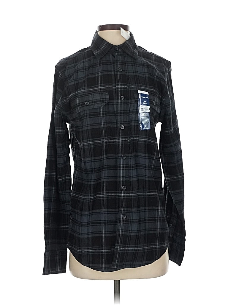 Pre-owned George Long Sleeve Button Down Shirt In Black