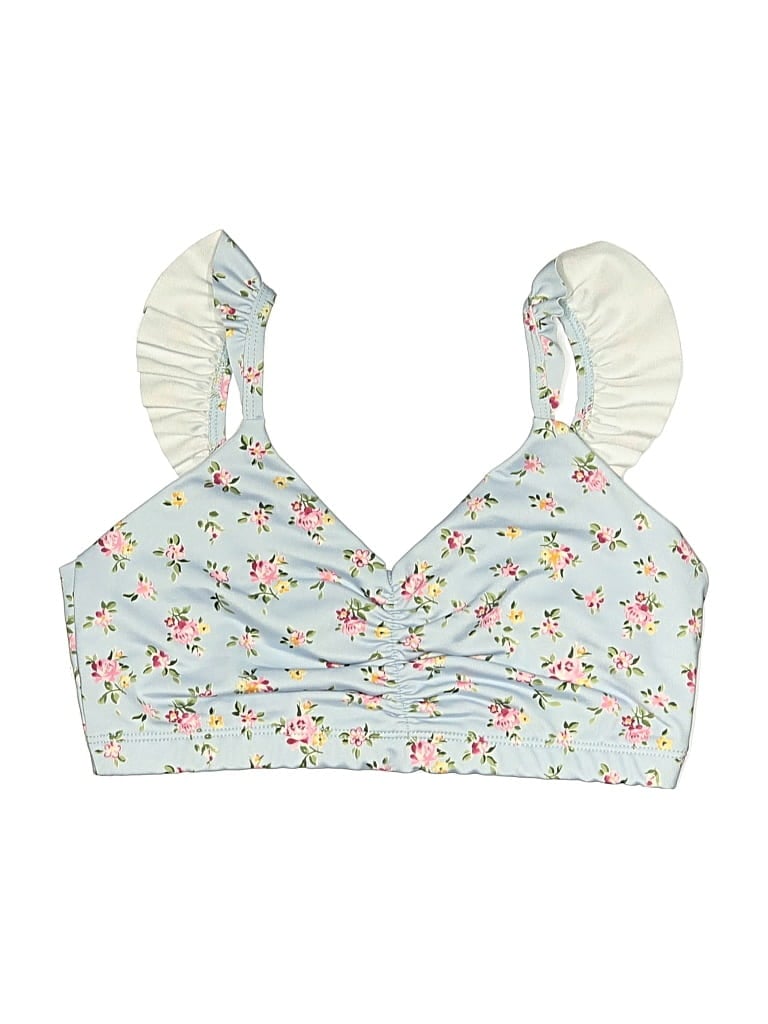 Pre-owned Onzie Swimsuit Top Blue Floral Pattern Swimwear