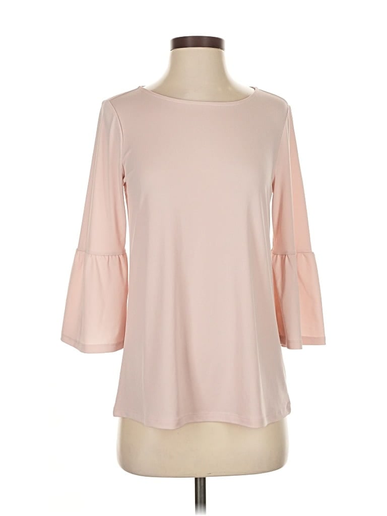 Pre-owned Ellen Tracy 3/4 Sleeve Top Pink Boatneck Tops