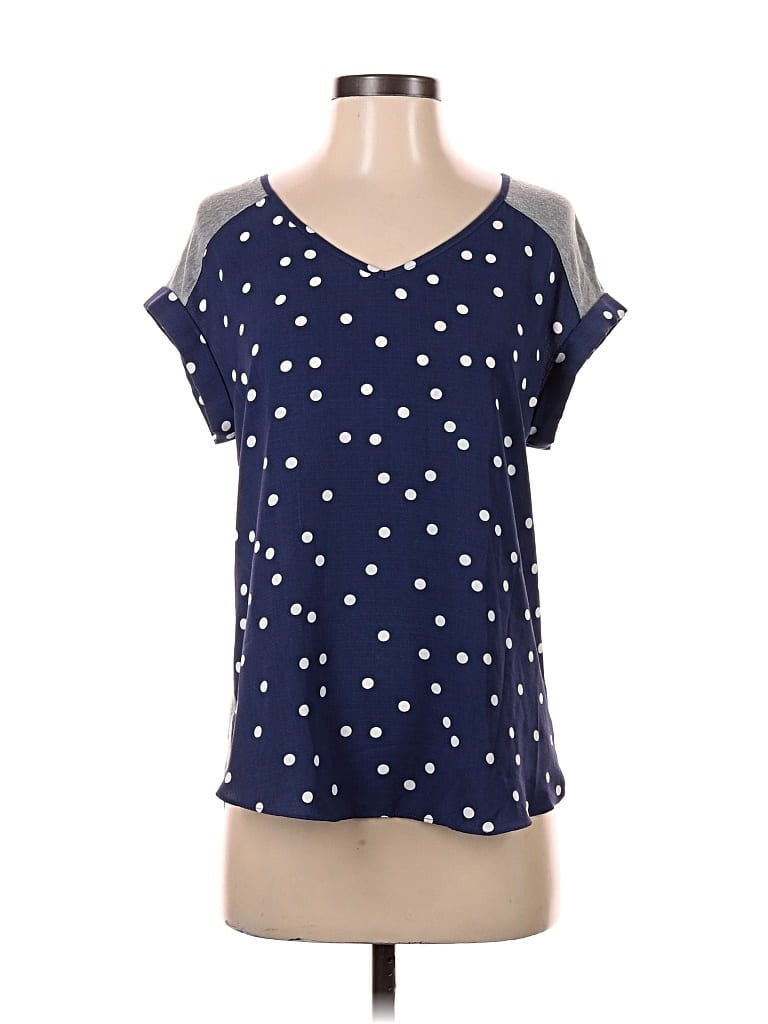 Pre-owned Fortune + Ivy Short Sleeve Blouse In Blue