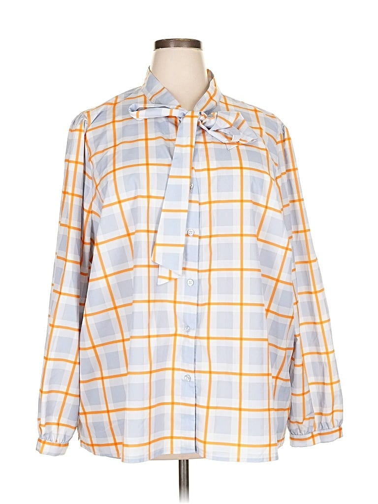 ELOQUII Pre-owned Long Sleeve Blouse In Orange