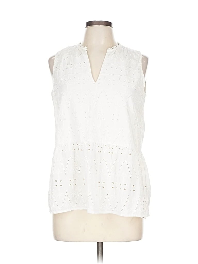 Pre-owned Jennifer & Grace Sleeveless Blouse In White