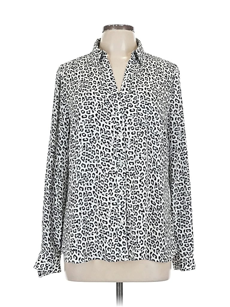 Pre-owned The Limited Long Sleeve Blouse In Silver