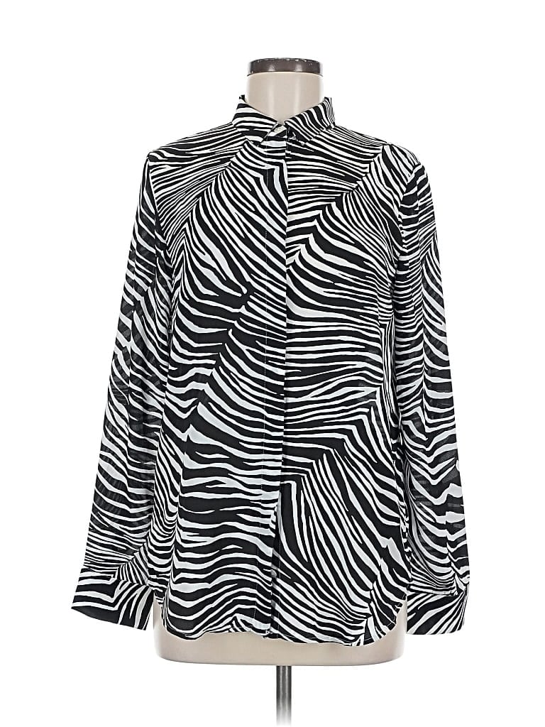 Pre-owned Ann Taylor Factory Long Sleeve Blouse In Silver