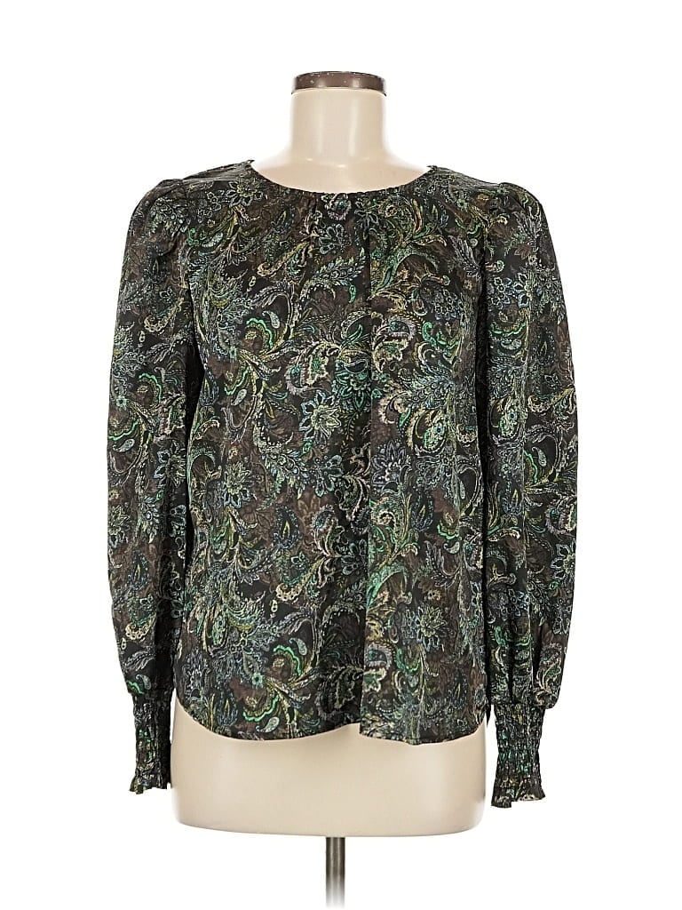 Pre-owned Pleione Long Sleeve Blouse In Green