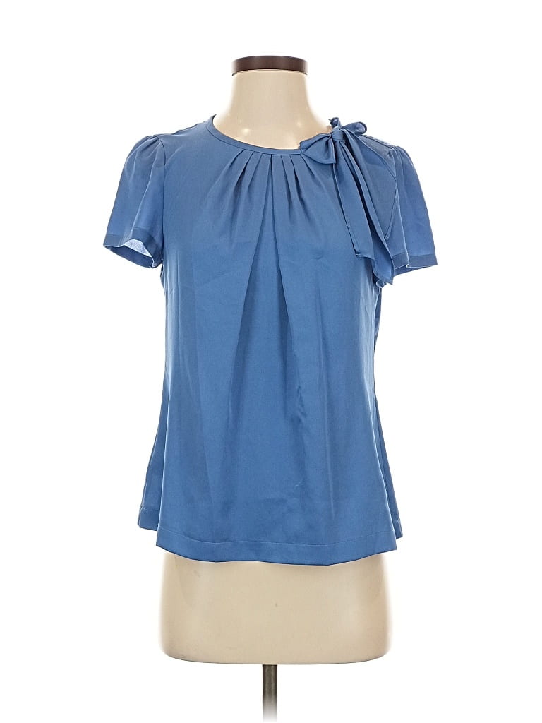 Pre-owned Ann Taylor Short Sleeve Blouse In Blue