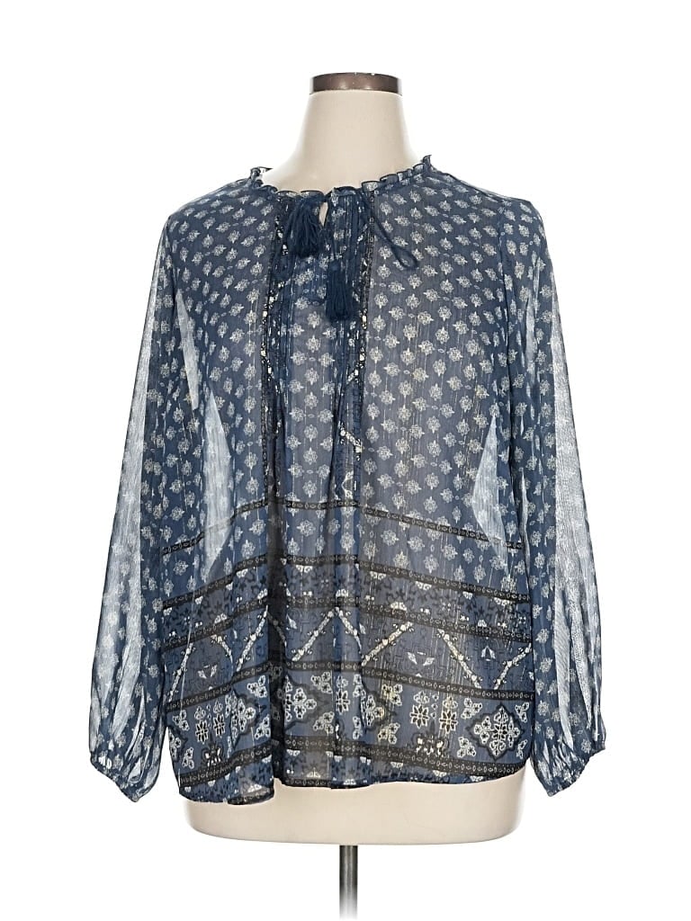 Pre-owned Style & Co Long Sleeve Blouse In Blue