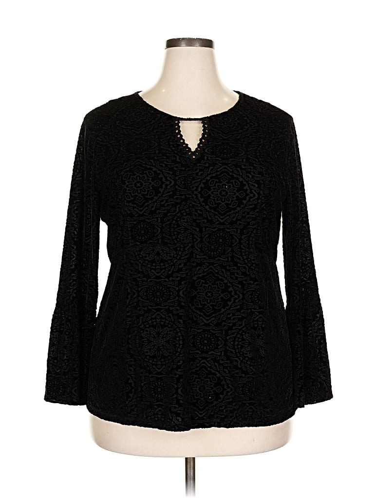 Pre-owned Style & Co Long Sleeve Blouse In Black