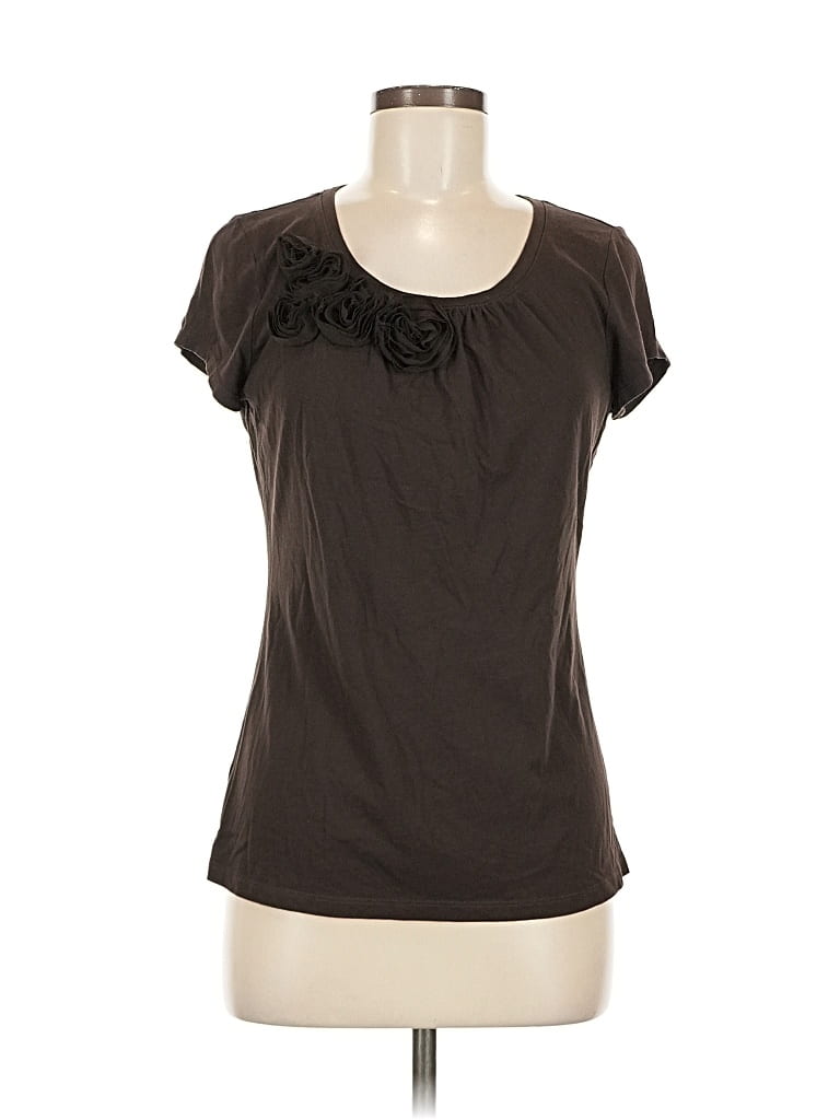 Pre-owned Ann Taylor Factory Short Sleeve Top Brown Scoop Neck Tops