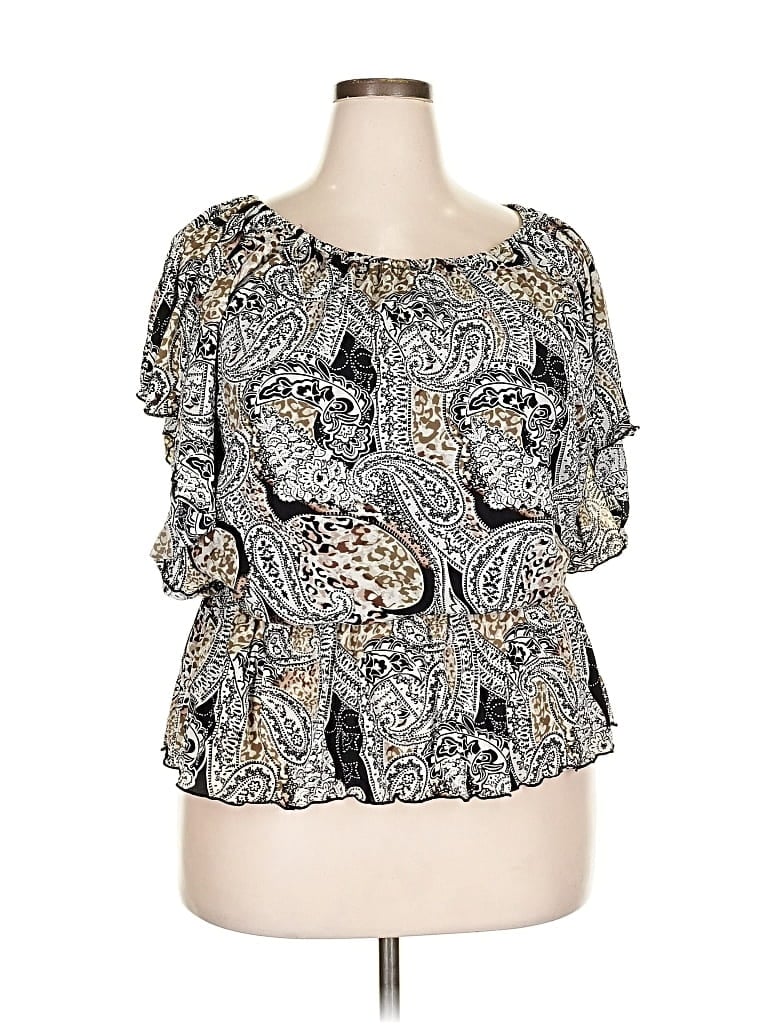 Pre-owned Style & Co Short Sleeve Blouse In Silver