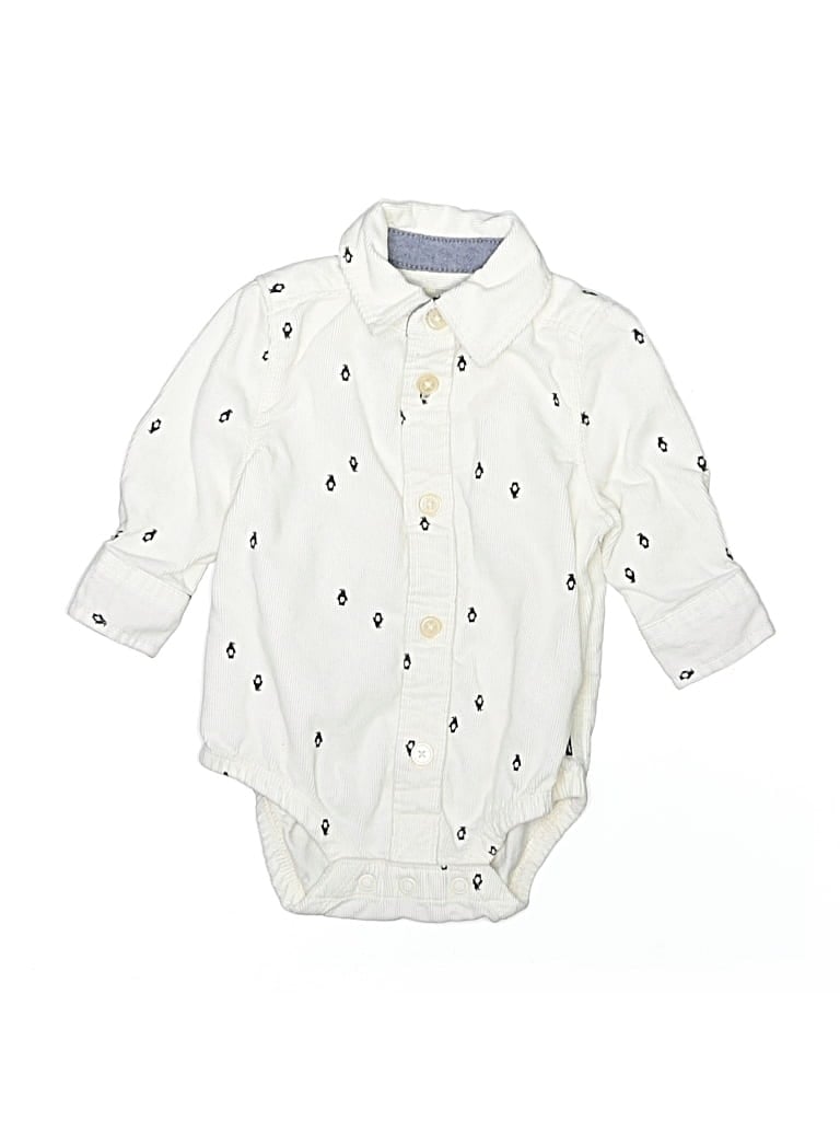 Pre-owned Baby B'gosh Babies' Long Sleeve Onesie In White