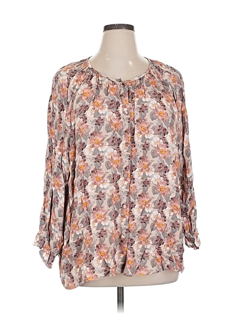 Pre-owned Wilfred 3/4 Sleeve Blouse In Brown