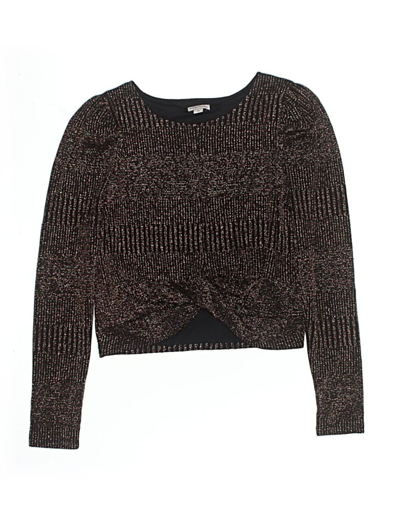 Pre-owned Habitual Kids' Long Sleeve Top Brown Boatneck Tops