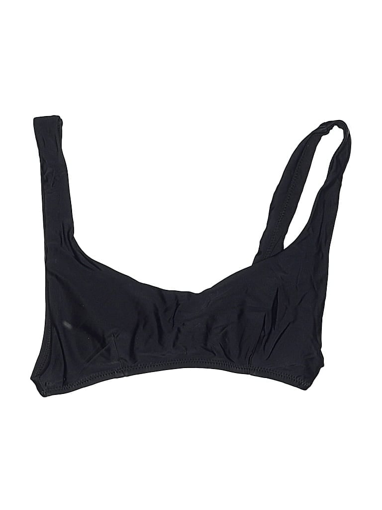 Pre-owned Aerie Swimsuit Top Black Solid Pattern Swimwear